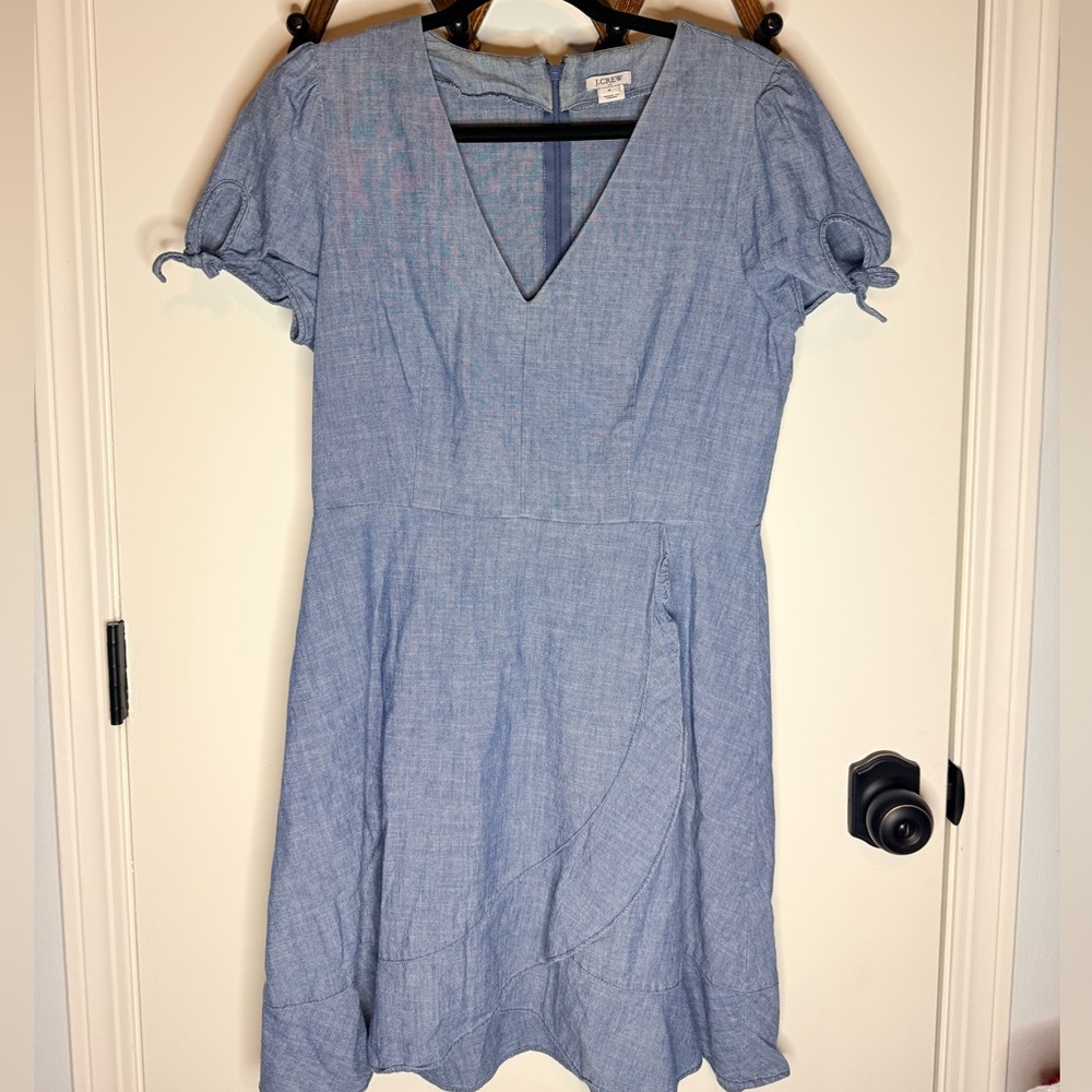 J. Crew Light Blue V-Neck Midi Dress